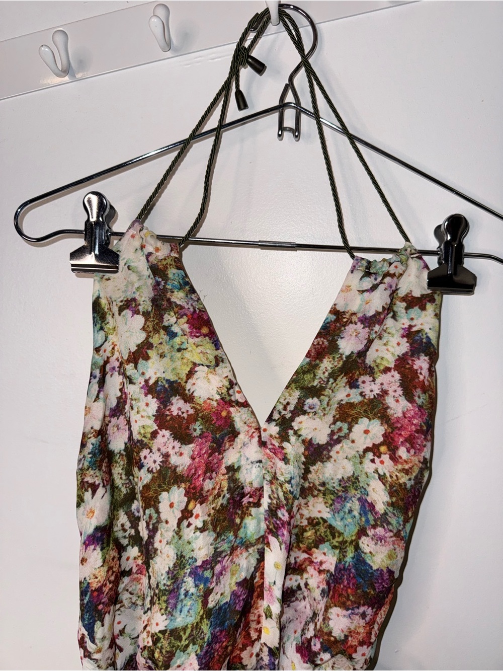 GUESS Los Angeles Floral Halter Maxi Dress Y2K Boho Watercolor Multicolor - Picture 5 of 9